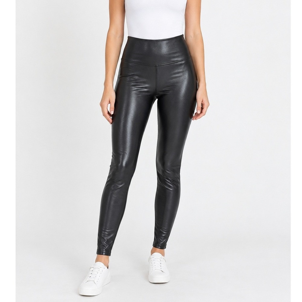 NWT SPANX Faux Leather Leggings Womens XS Petite Black High Rise 20191R